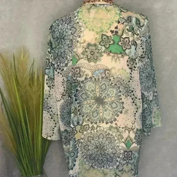 Chico’s Sheer Kimono Size 1 Sm/Md Paisley Design - Picture 4 of 10